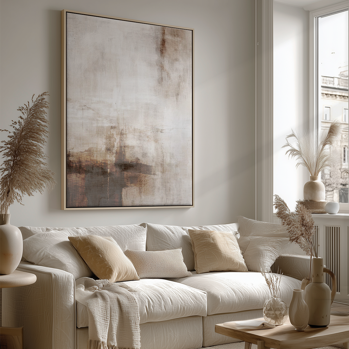 Beige Abstract Wall Art | Minimalist Neutral Canvas