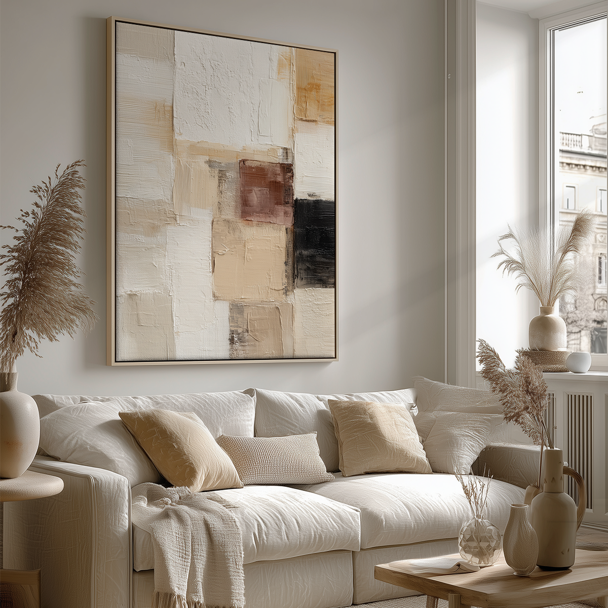 Neutral Abstract Wall Art | Sand & Shadow Canvas Print