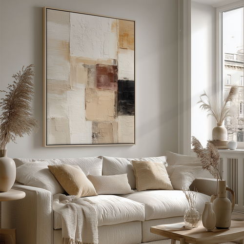 Neutral Abstract Wall Art | Sand & Shadow Canvas Print