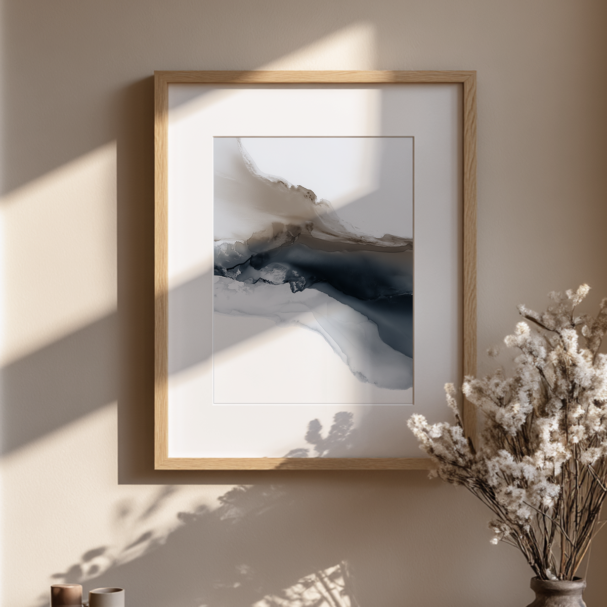 Abstract Ocean Wall Art | Moody Blue Landscape Canvas
