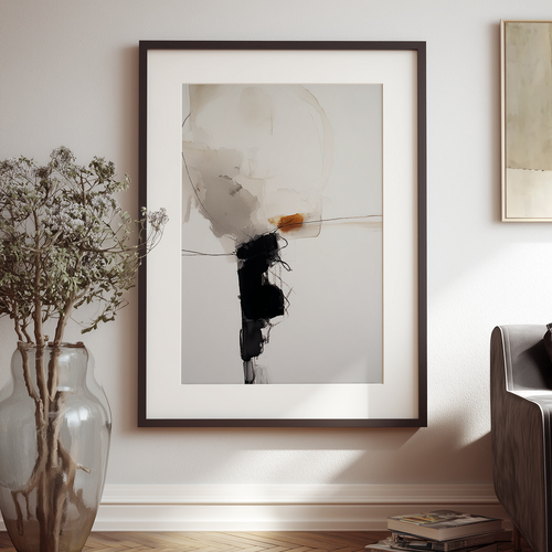 Abstract Expressionist Wall Art | Black & Neutral Minimalist Canvas