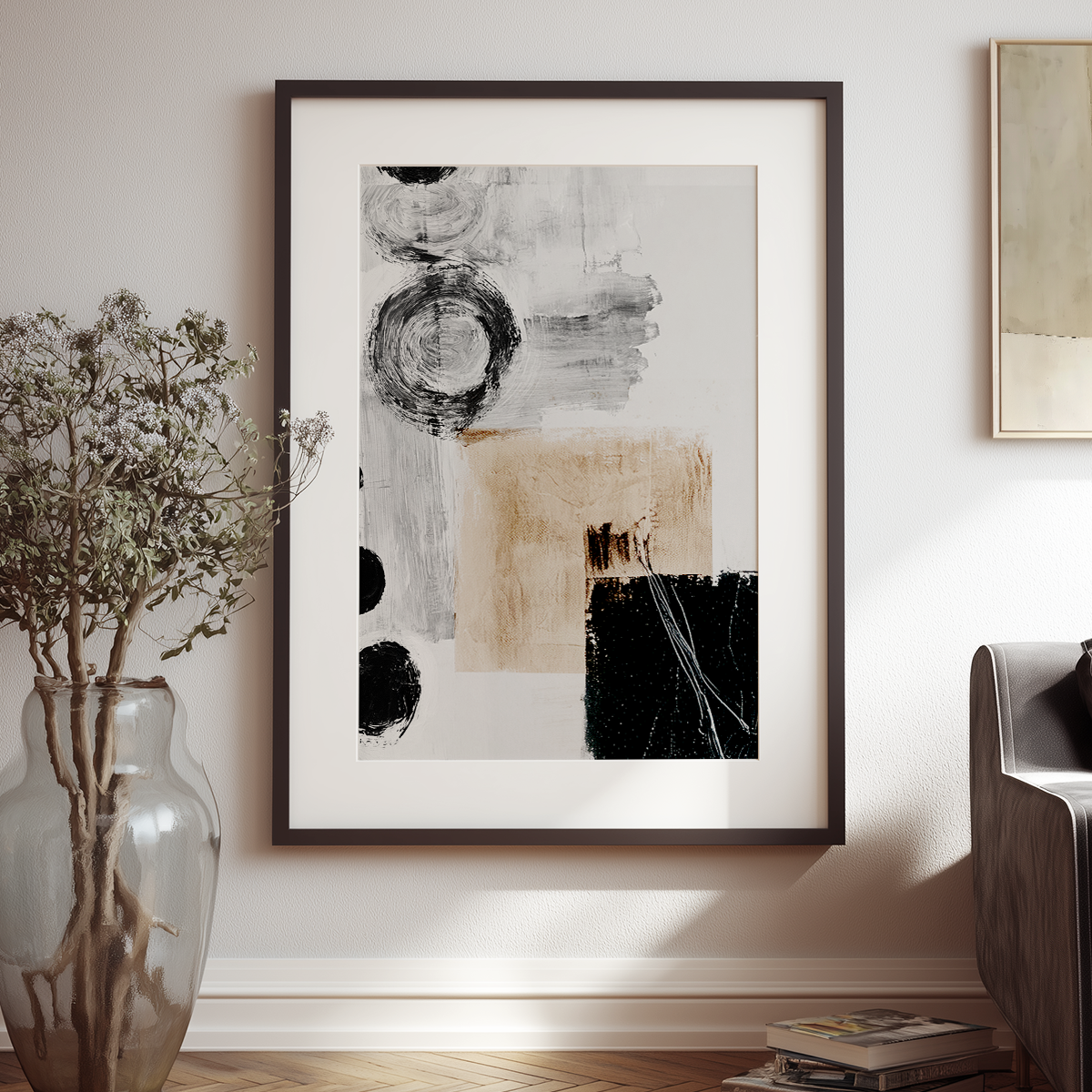 Neutral Abstract Wall Art | Modern Geometric Canvas