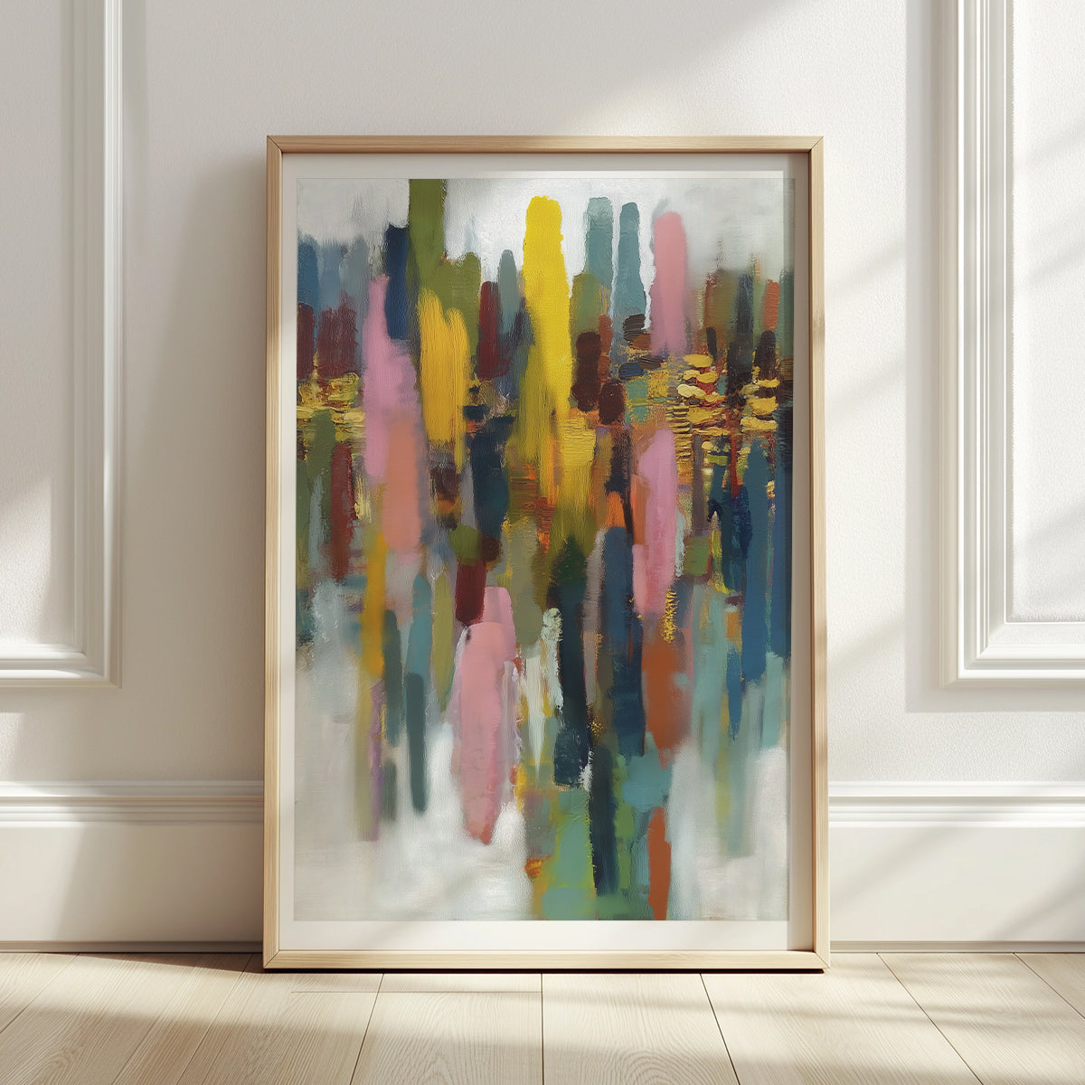 Mid-century modern abstract print with organic forms