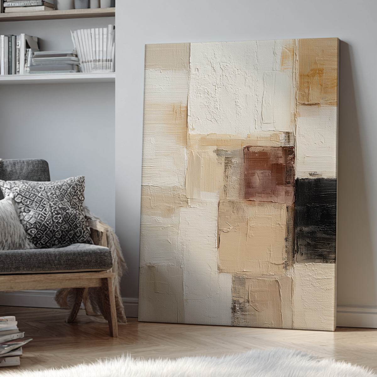 Neutral Abstract Wall Art | Sand & Shadow Canvas Print