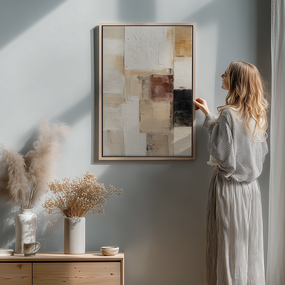 Neutral Abstract Wall Art | Sand & Shadow Canvas Print