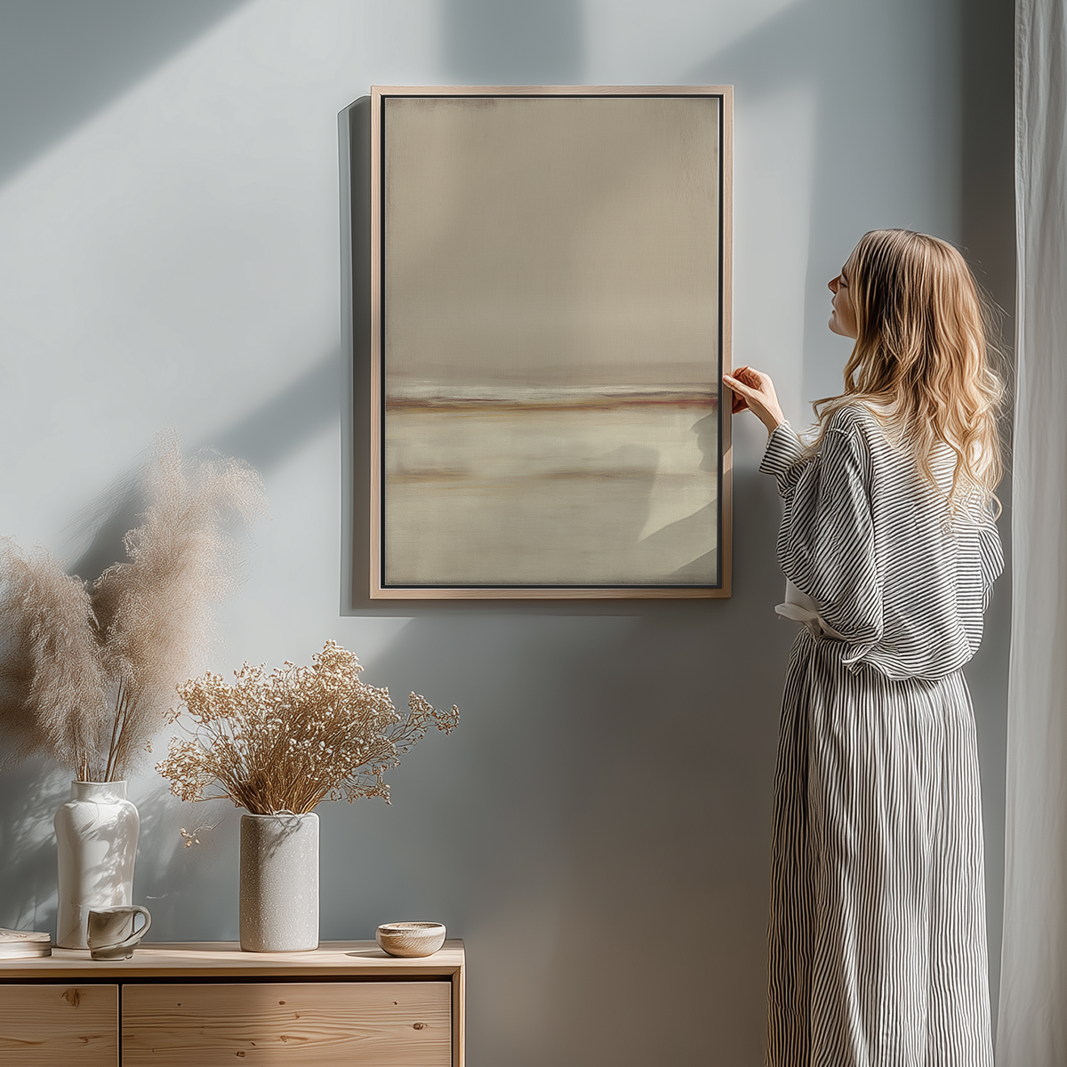 Neutral Seascape Wall Art | Beige Abstract Canvas