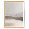 Abstract landscape wall art with textured beige, brown, grey, and cream tones inspired by Wabi-Sabi and minimalist design.