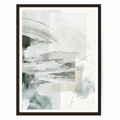 Mixed media abstract wall art featuring layered typography, slate grey, sage, beige, and charcoal textures with modern brushstrokes.