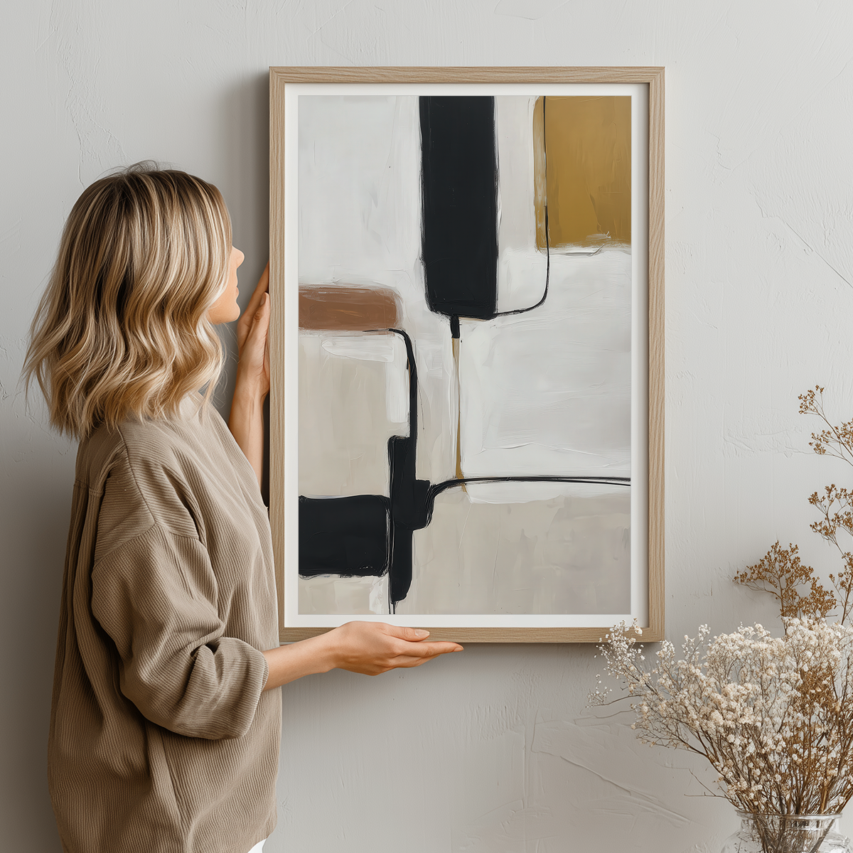 boho mid century abstract pieces for office