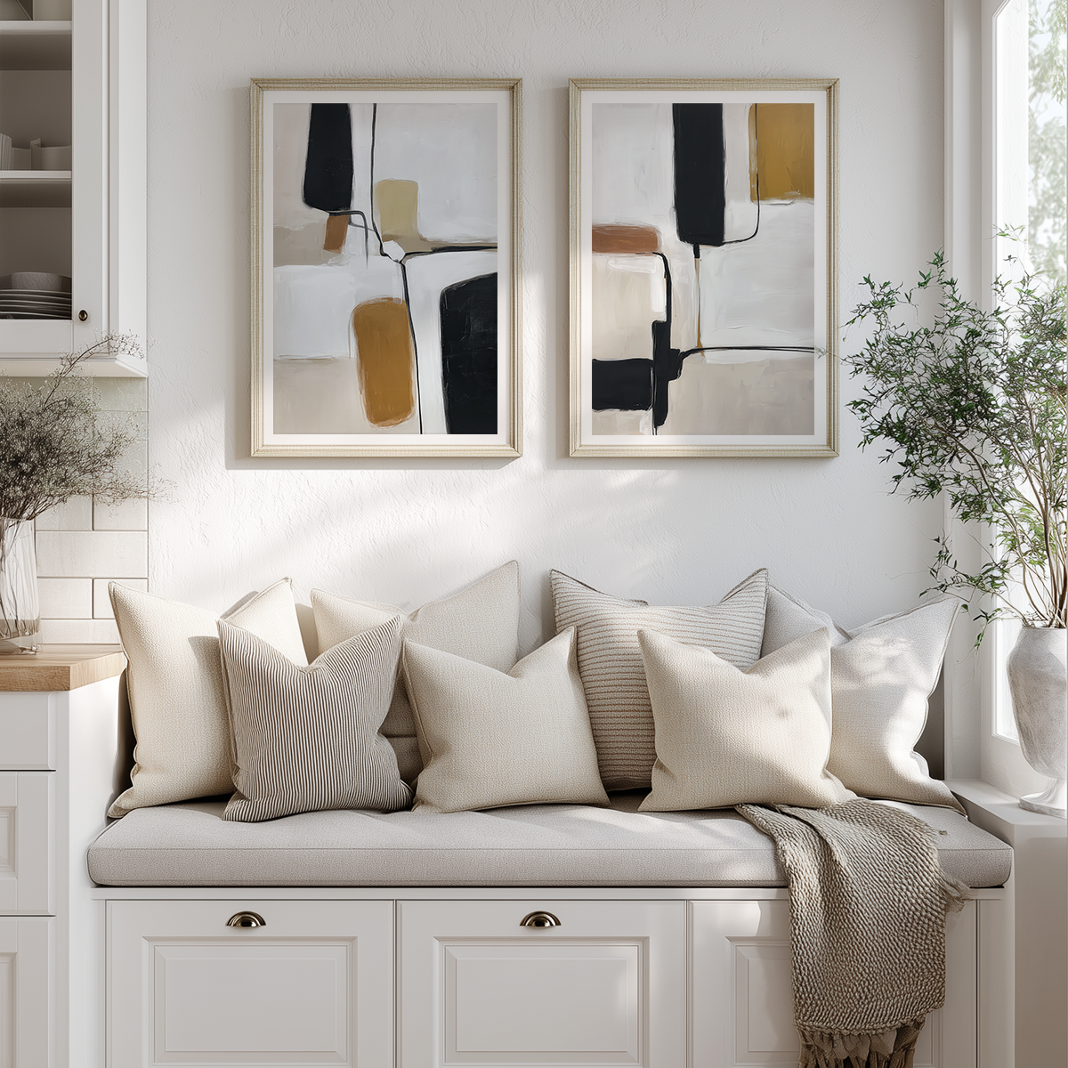 boho mid century modern abstract wall art prints