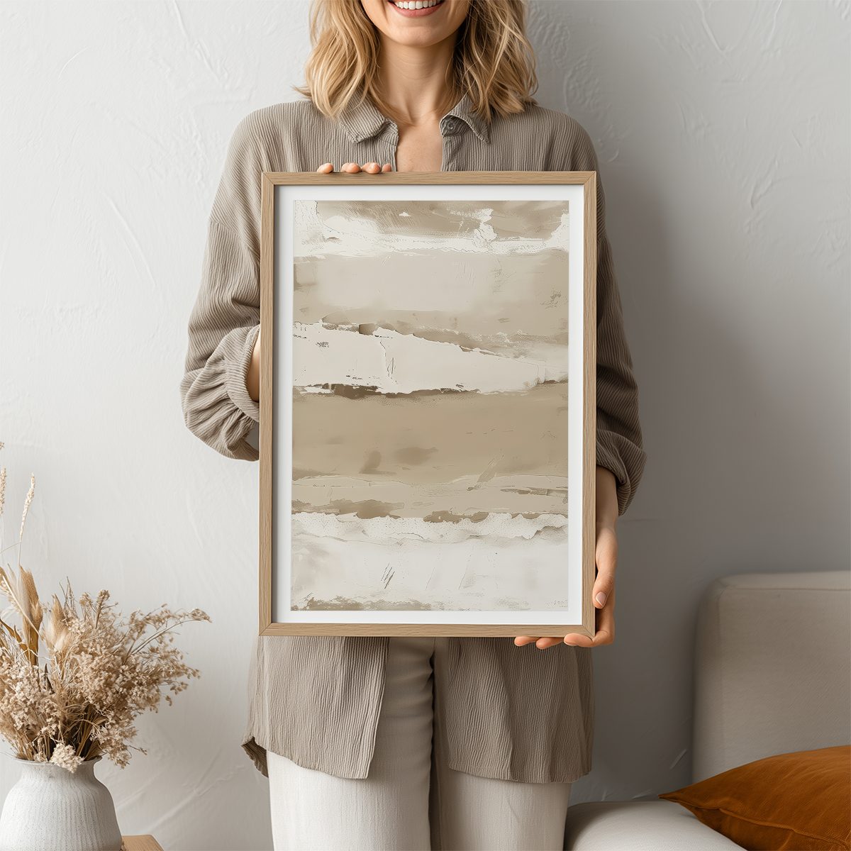 framed abstract art print close up