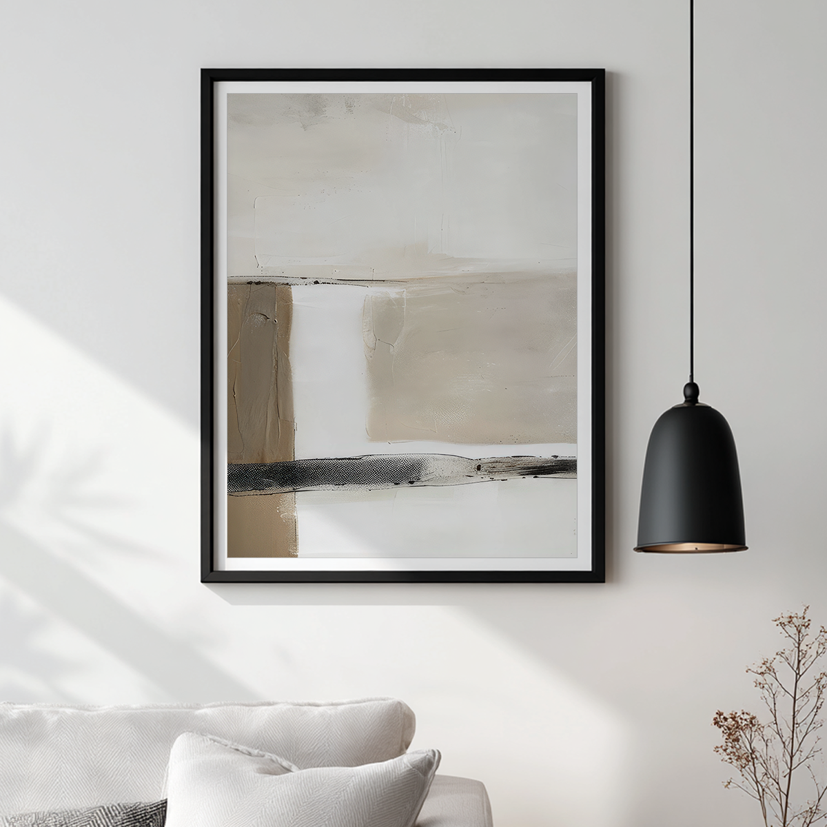 framed wall art with minimalist abstract design