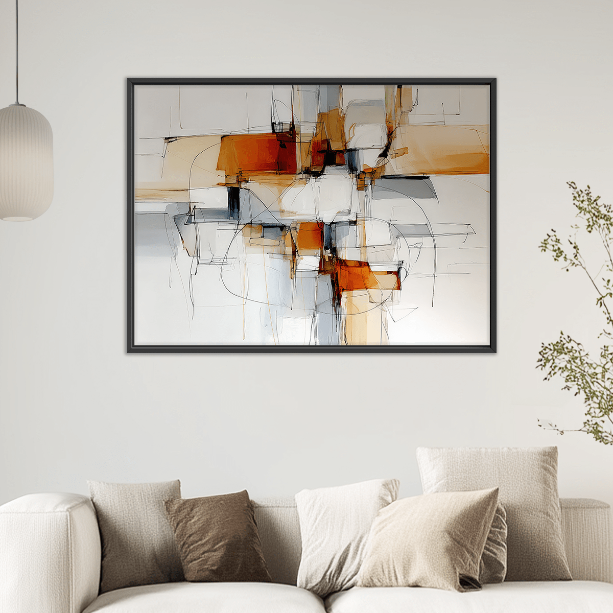 grey and orange abstract art