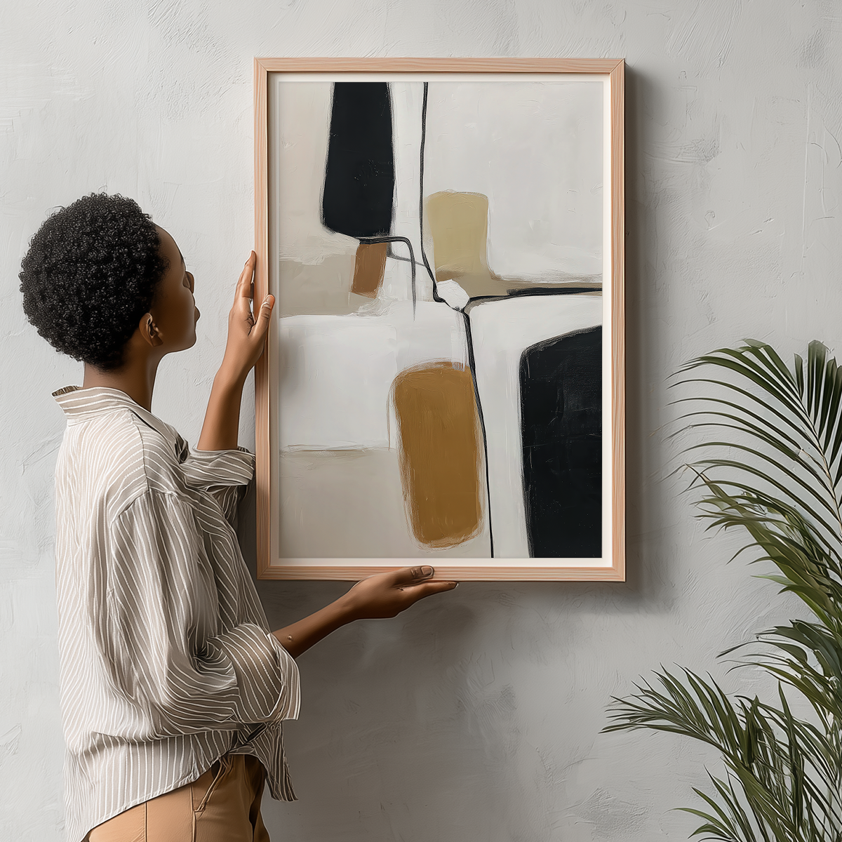 minimalist wall art brush stroke for office