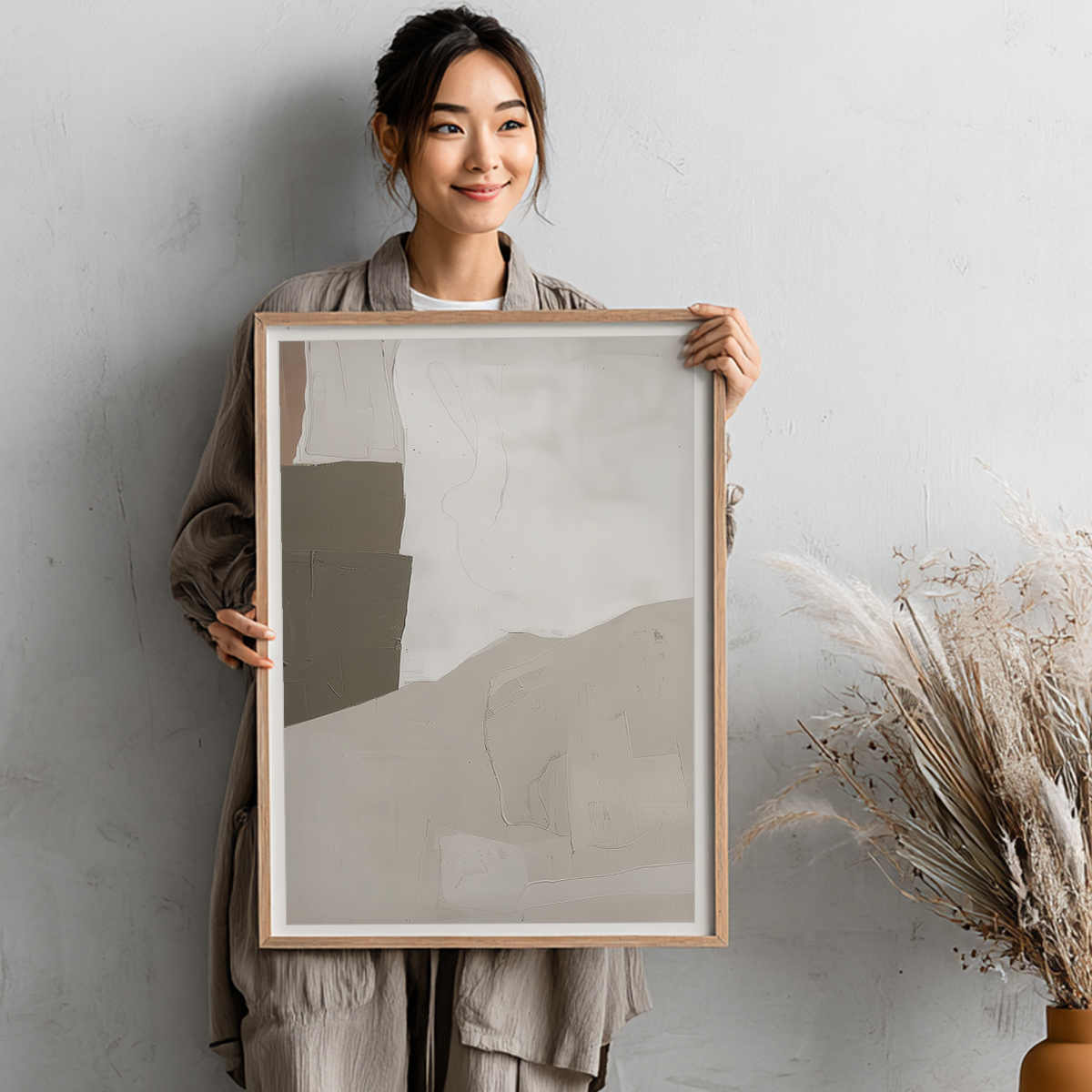 modern abstract canvas wall art in neutral tones