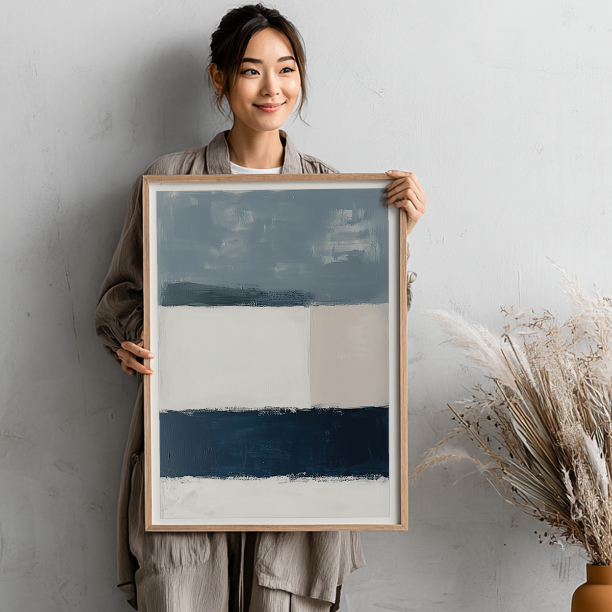 navy blue abstract art for office wall