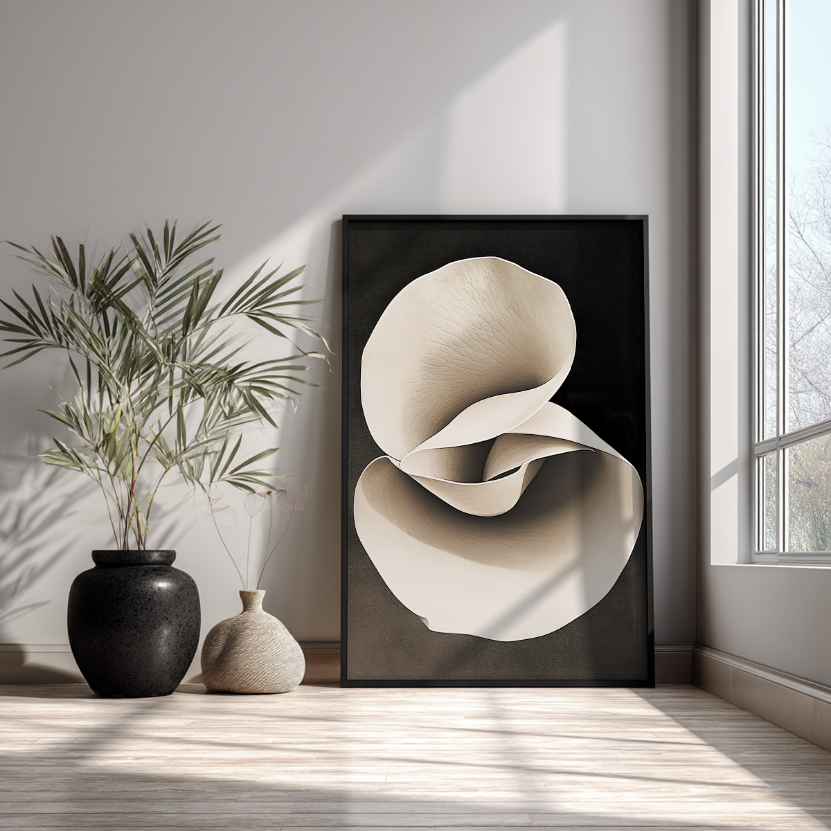 neutral botanical abstract wall decor