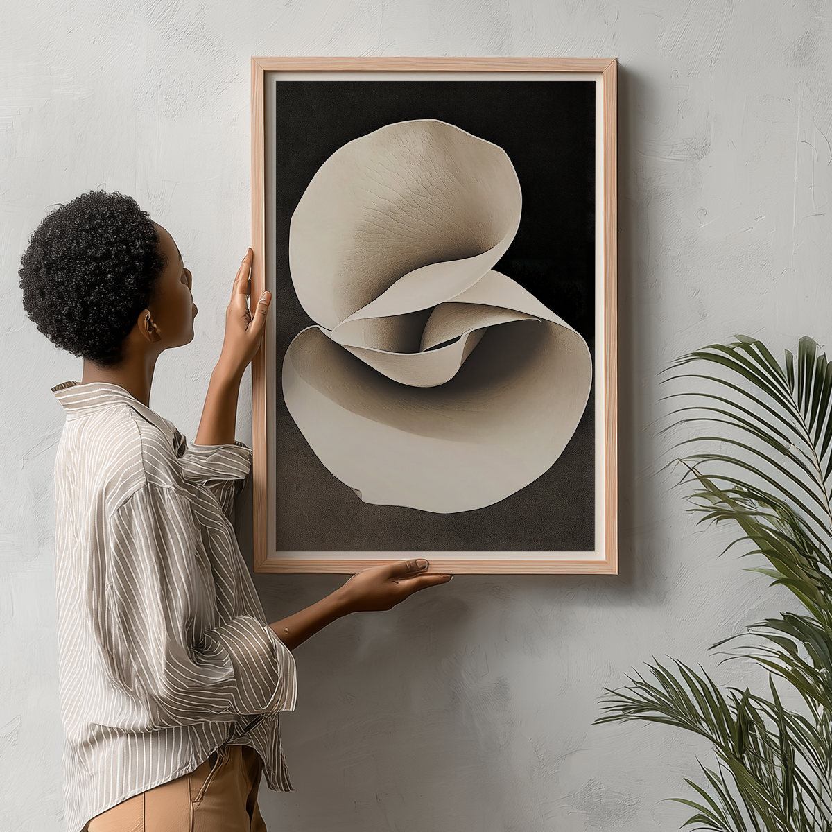 neutral botanical abstract wall decor for living room