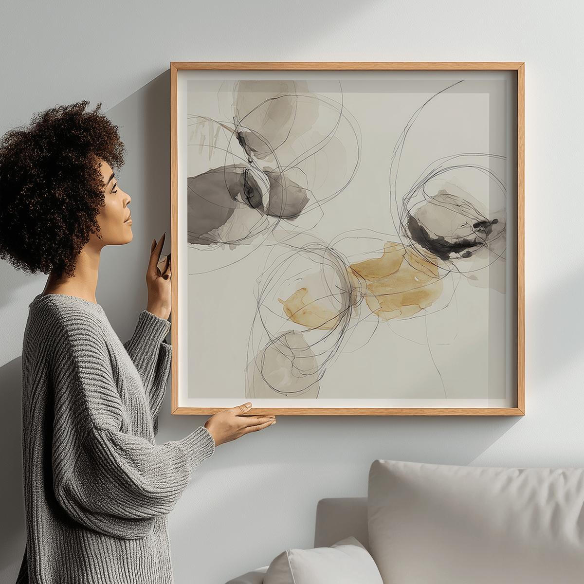 neutral modern abstract piece wall art