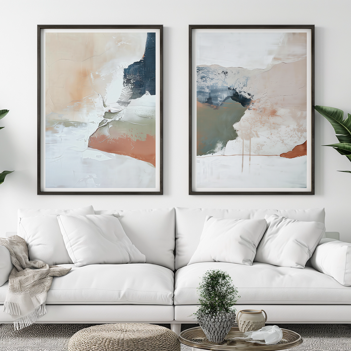 oversized abstract wall art in neutral colors
