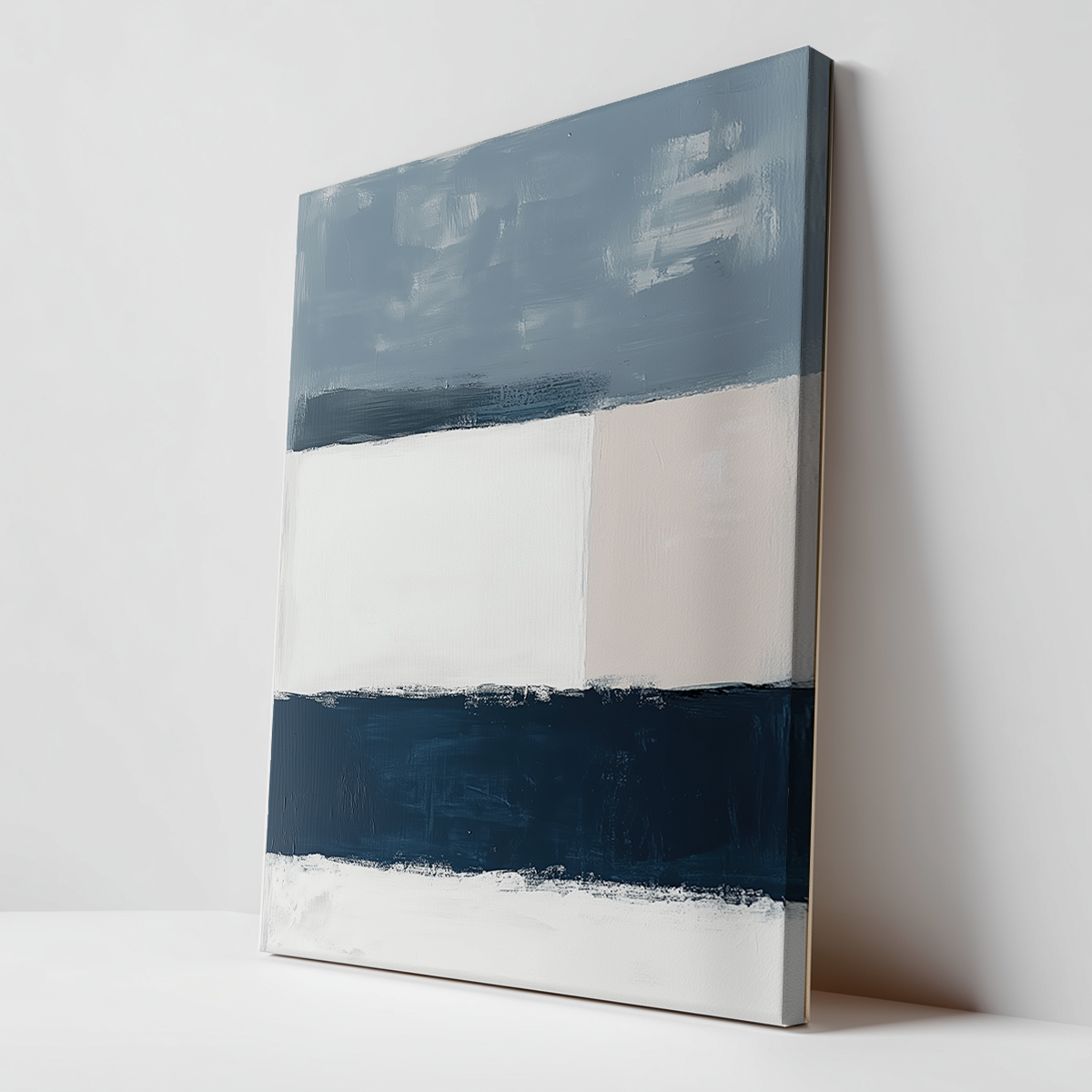 soft navy blue abstract canvas wall art