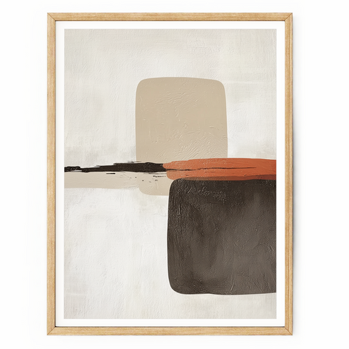 Wabi-Sabi abstract wall art featuring terracotta, beige, cream, taupe, and black tones with textured minimalist design.