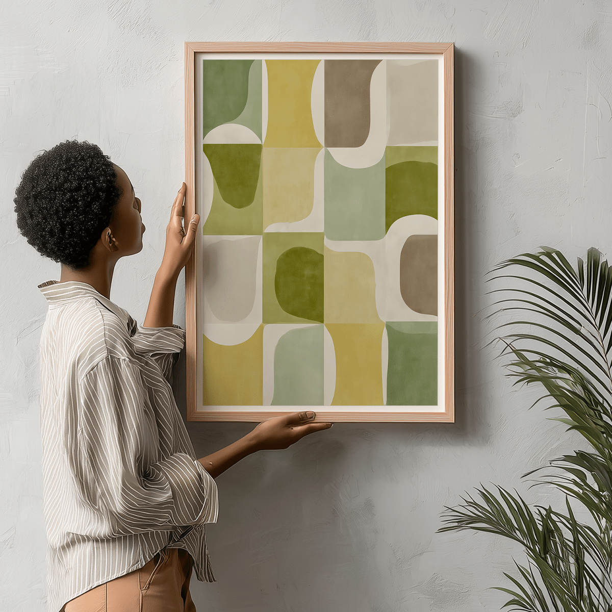 yellow and green abstract wall art